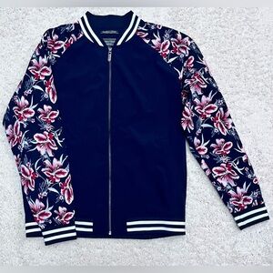 Paisley & Gray Men’s Slim Fit Bomber Track Jacket Navy Floral Size Large
